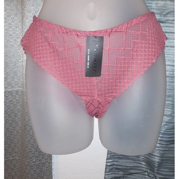 Youmita 36B Baroque Rose Symmetrical Mesh Lightly Lined Push Up Bra & Panty NWT - Picture 3 of 10